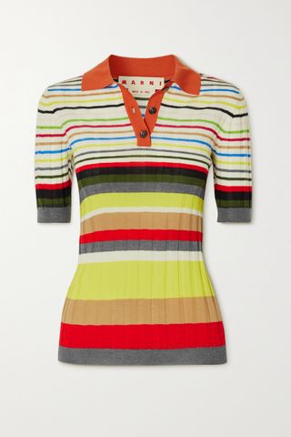 Marni + Striped Knit Polo Shirt