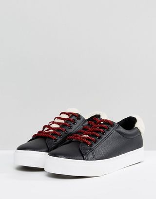 ASOS + New Look Faux-Fur Lace-Up Sneakers