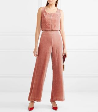 Staud + Marie Cropped Crushed-Velvet Top