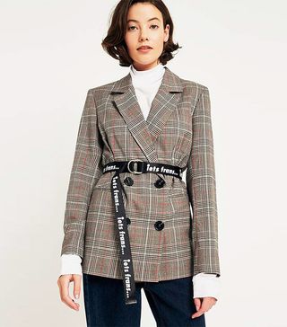 Light Before Dark + Checked Double Breasted Blazer