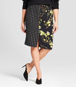 Who What Wear + Print Mix Pencil Skirt