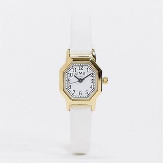 Limit + Octagonal Faux Leather Watch in White