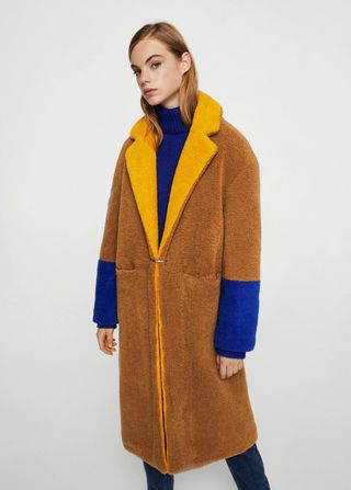 Mango + Contrast Faux-Fur Coat