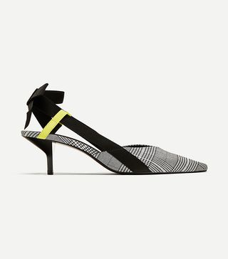 Zara + Checked High Heel Slingback Shoes