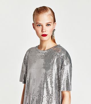 Zara + Sequinned T-Shirt