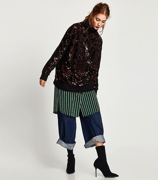 Zara + Sequinned Sweatshirt