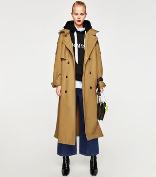 Zara + Trench Coat With Removable Hood