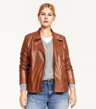 Violeta + Quilted Panel Leather Jacket