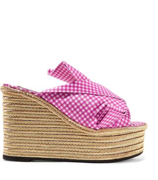 No. 21 + Knotted Gingham Twill Espadrille Wedge Sandals