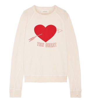 The Great + The College Printed Cotton-Jersey Sweatshirt