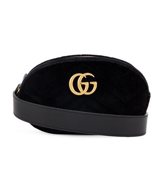 Gucci + Black Marmont Velvet Belt Bag