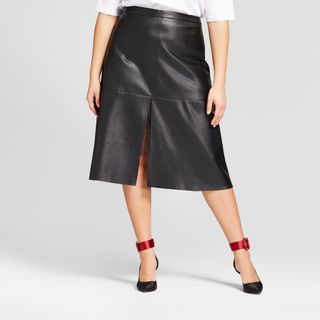 Who What Wear + Faux-Leather Midi Skirt