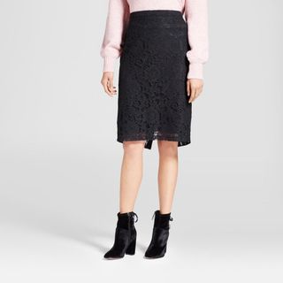 Who What Wear + Lace Pencil Skirt