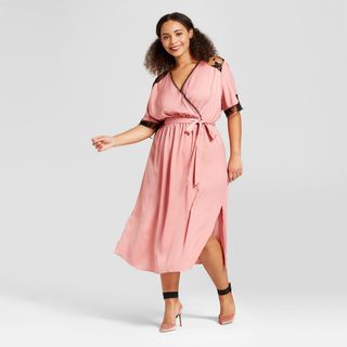 Who What Wear + Satin and Lace Midi Dress