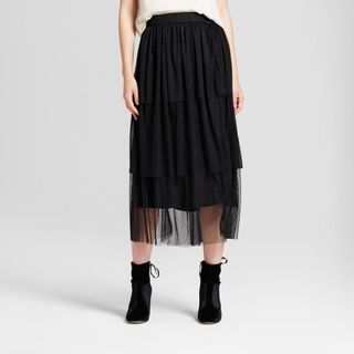 Who What Wear + Tiered Midi Skirt