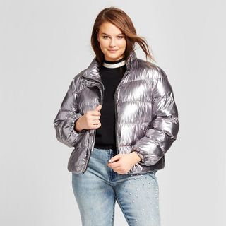 Who What Wear + Boxy Metallic Puffer Jacket