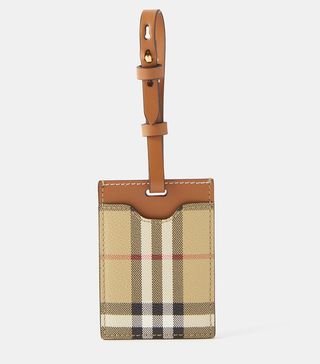 Burberry + Leather-Trim Checked Canvas Luggage Tag