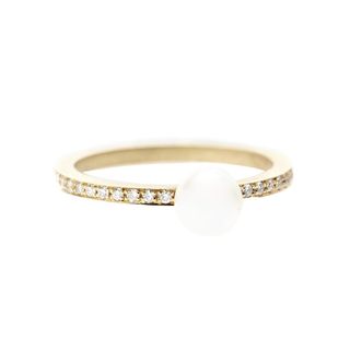 Sophie Bille Brahe + Petite Lisa Pavé 14kt Gold Ring With Pearl and Diamonds