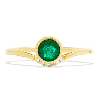 Jennie Kwon Designs + Wave 14-Karat Gold, Emerald and Diamond Ring