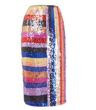 Topshop + Premium Rainbow Sequin Midi Skirt