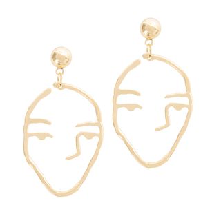 A Weathered Penny + Gold Face Earrings