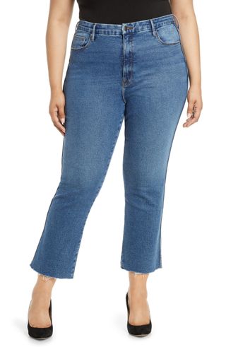 Good American + Good Curve High Waist Ankle Straight Leg Jeans