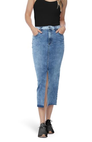 Wash Lab Denim + Split Pencil Skirt