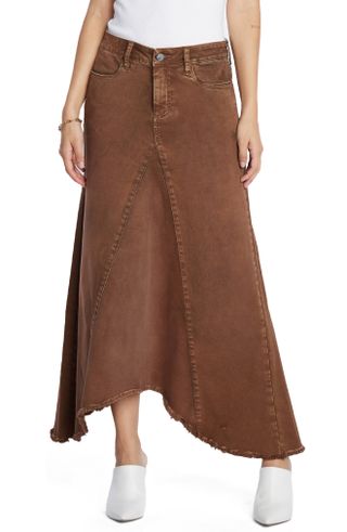 Wash Lab Denim + Selma Pieced Asymmetric Denim Maxi Skirt
