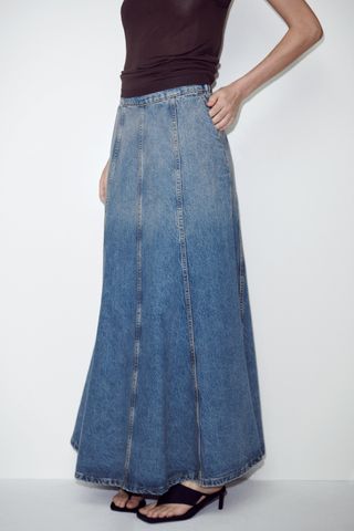 Zara + Long Denim Skirt