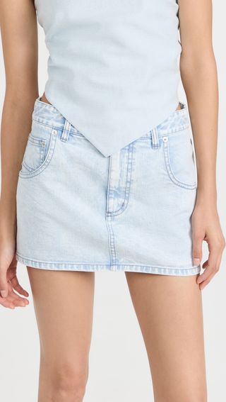 Tibi + Bleached Denim Miniskirt