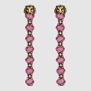 Gucci + Lion Head Earring With Crystals
