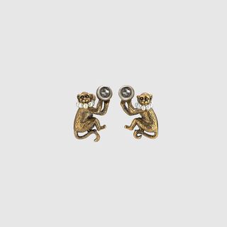 Gucci + Monkey Earrings With Glass Pearls