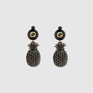 Gucci + Pineapple and Pearl Earrings With Crystals