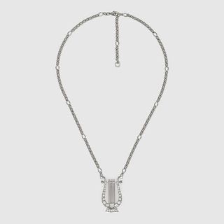Gucci + Crystal Lyre Necklace in Metal