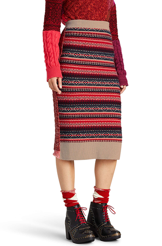 Burberry + Knit Wool Blend Pencil Skirt