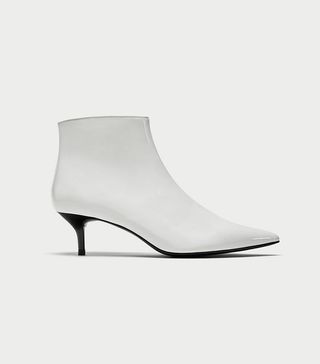 Zara + Kitten Heel Faux Patent Ankle Boots