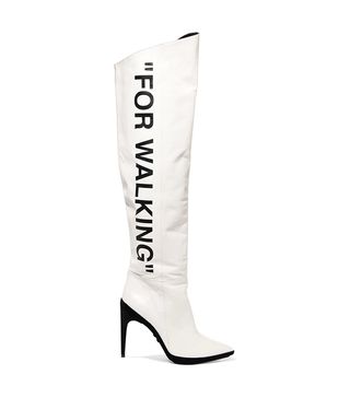 Off-White + For Walking Printed Leather Over-the-Knee Boots