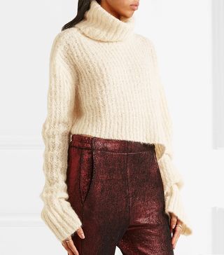 Ann Demeulemeester + Asymmetric Chunky-Knit Turtleneck Sweater