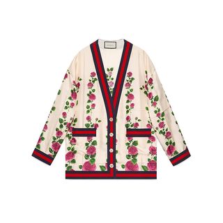 Gucci + Rose Garden Pint Silk Cardigan