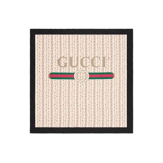 Gucci + Gucci Logo Rose Print Silk Scarf