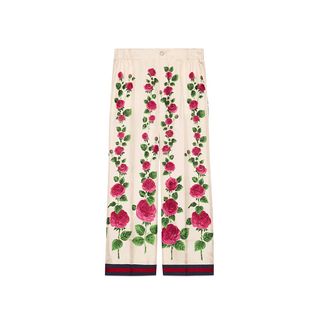 Gucci + Rose Garden Print Silk Pajama Pant