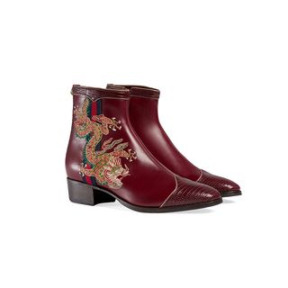 Gucci + Leather Boot with Dragon