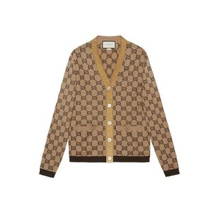 Gucci + GG Jacquard Wool Cardigan