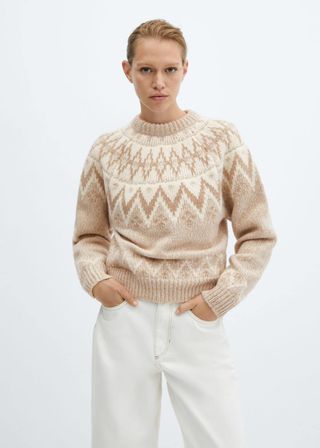 Mango + Crew Neck Sweater With Trim