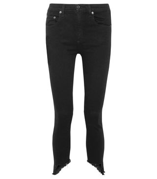 Rag & Bone + The Capri Cropped Distressed High-Rise Skinny Jeans