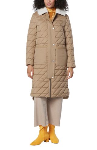 Andrew Marc + Maxine Quilted Coat With Faux Shearling Collar