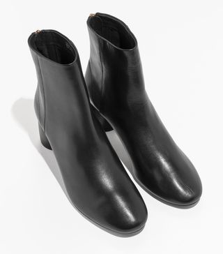 & Other Stories + Leather Cylinder Heel Boots