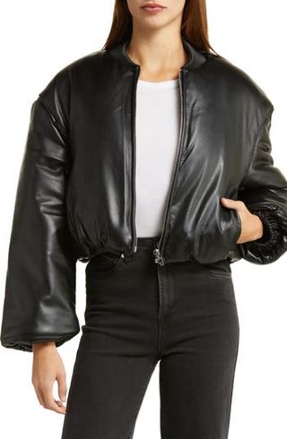 BlankNYC + Faux Leather Bomber Jacket