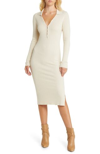 Vero Moda + Milla Long Sleeve Body-Con Rib Sweater Dress