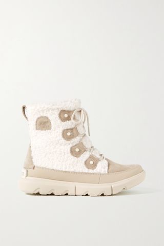 Sorel + Explorer II Joan Cozy Faux Shearling and Suede Ankle Boots